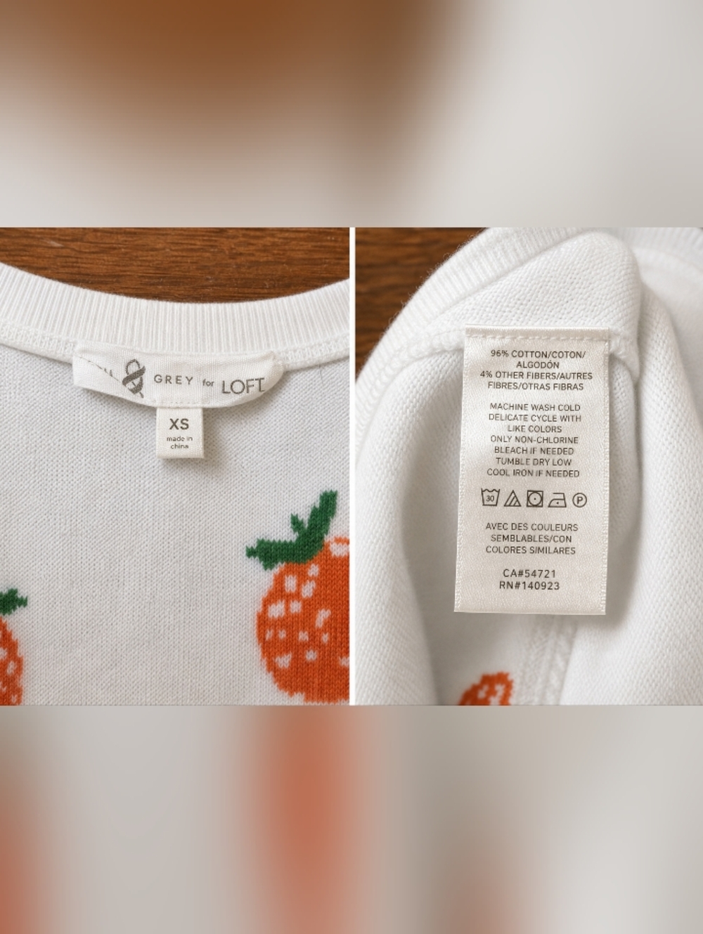 LOFT White Tank Top with Orange Print - Picture 3 of 3